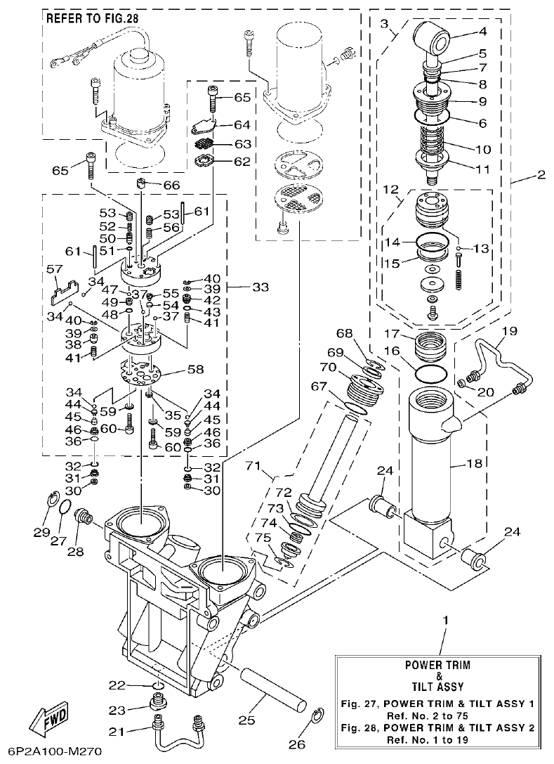 Yamaha F200BET, FL200BET POWER TRIM & TILT ASSY 1 parts diagram